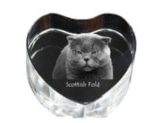 Artdog Scottish fold - fotka kočky v křišťálu, křišťálové srdce, unikátní fotorámeček od Art-Dog