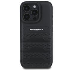 AMG Originální zadní kryt Leather Debossed Lines Black Logo AMHCP16LGSEBK pro iPhone 16 Pro black