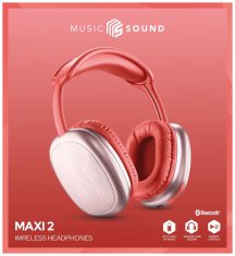 MUSICSOUND Bezdrátová sluchátka MUSIC SOUND MAXI2 s hlavovým mostem a mikrofonem, červená