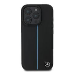 MERCEDES Zadní kryt Leather Blue Stripe MagSafe pro iPhone 16 Pro Max Black