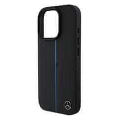 MERCEDES Zadní kryt Leather Blue Stripe MagSafe pro iPhone 16 Pro Max Black