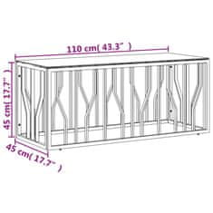 Vidaxl Konferenční stolek stříbrný 110x45x45 cm nerezová ocel a sklo