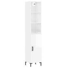 Vidaxl Skříň highboard bílá s vysokým leskem 34,5x34x180 cm kompozit