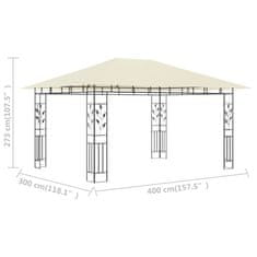 Vidaxl Altán s moskytiérou 4 x 3 x 2,73 m krémový 180 g/m²