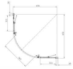 SAT Sprch.k.čtvrtkruh- 90x170 CRS, bez madel SIKOTEXS90CRS170 - SAT