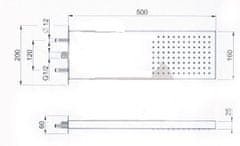 SAT OPTIMA hlavová sprcha hranatá, 53x16 cm OPH001 - SAT