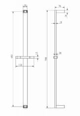 SAT Optima sprchová tyč hranatá, 70cm SIKOBSSTH61 - SAT