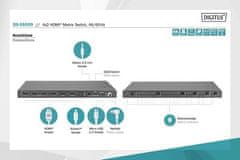 Digitus 4x2 HDMI Matrix Switch, 4K/60Hz Scaler, EDID, ARC, HDCP 2.2, 18 Gbps