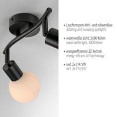 PAUL NEUHAUS JUST LIGHT LED stropní svítidlo 2 ramenné černé otočné spoty nadčasový design 3000K LD 12151-18