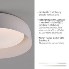 PAUL NEUHAUS JUST LIGHT LED stropní svítidlo průměr 40 bílé stmívatelné dálkovým ovladačem CCT 2700-5000K LD 14215-16