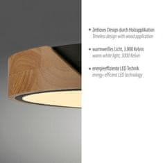 PAUL NEUHAUS JUST LIGHT LED stropní svítidlo kruhové černá s dekorem dřeva nadčasový design 3000K LD 14288-18