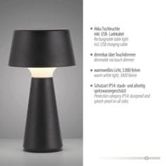 PAUL NEUHAUS JUST LIGHT LED stolní lampa na baterie černá dotykový stmívač IP54 USB vnitřní i venkovní použití 3000K LD 19260-18