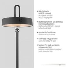 PAUL NEUHAUS JUST LIGHT LED stolní lampa černá na baterie dotykový stmívač ochrana proti stříkající vodě USB 2700K LD 19310-18