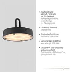 PAUL NEUHAUS JUST LIGHT LED stolní lampa průměr 25cm černá na baterie USB IP44 stmívatelné dotykem 2700K LD 19303-18