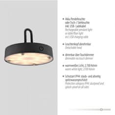 PAUL NEUHAUS JUST LIGHT LED stolní lampa průměr 46cm černá na baterie USB IP44 stmívatelné dotykem 2700K LD 19305-18