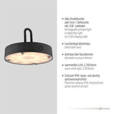 PAUL NEUHAUS JUST LIGHT LED stolní lampa průměr 36cm černá na baterie USB IP44 stmívatelné dotykem 2700K LD 19304-18