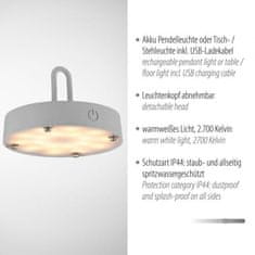 PAUL NEUHAUS JUST LIGHT LED stolní lampa průměr 25cm moblní na baterie USB IP44 stmívatelné dotykem 2700K LD 19303-40