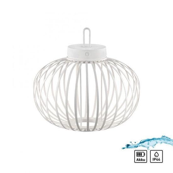 PAUL NEUHAUS JUST LIGHT LED stolní lampa průměr 36cm bílá na baterie USB IP44 stmívatelné dotykem 2700K LD 19304-16