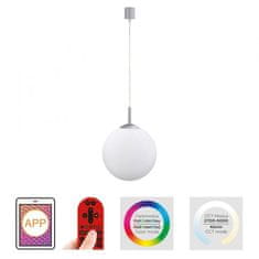 PAUL NEUHAUS JUST LIGHT LED závěsné svítidlo Smarthome průměr 25 stříbrná stmívatelné s aplikací dálkový ovladač Tuya RGB/2700-5000K LD 22073-55