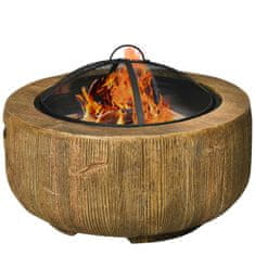 OUTSUNNY Fire Bowl Ohniště S Víkem Koš S Pokerovým Pařezem Zahrada Camping Patio Ocel Mgo Brown 