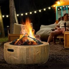 OUTSUNNY Fire Bowl Ohniště S Víkem Koš S Pokerovým Pařezem Zahrada Camping Patio Ocel Mgo Brown 