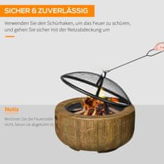 OUTSUNNY Fire Bowl Ohniště S Víkem Koš S Pokerovým Pařezem Zahrada Camping Patio Ocel Mgo Brown 