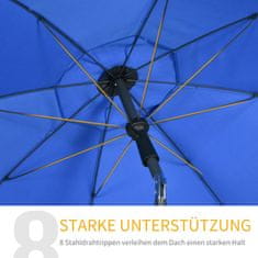 OUTSUNNY Slunečník Na Terasu Ø180Cm Uv Ochrana Slunečník S Nastavitelným Sklonem, 8 Vzpěr, Ocel, Modrá 