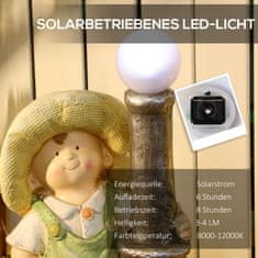 OUTSUNNY Little Boy With Lantern Garden Ornament With Led Solar Light, 56Cm Garden Lighting For Home Decoration, Garden 