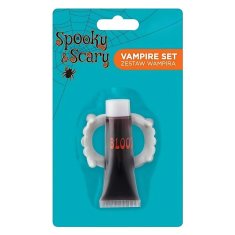 Sada upíří zuby s umělou krví - upír - vampír - drakula - Halloween - 12 ml