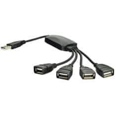 Akyga adaptér Hub USB 2.0 4-port/ABS/cerná/15cm