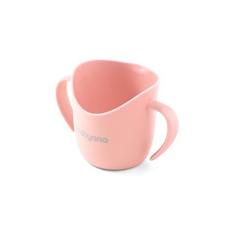 BabyOno Hrnek ergonomický s oušky 120 ml broskvový 6m+