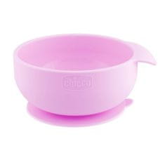 Chicco Set jídelní silikonový - pink, 6m+