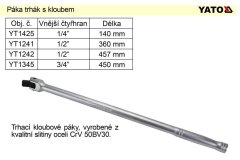 YATO Páka trhák s kloubem 3/4" délka 450mm