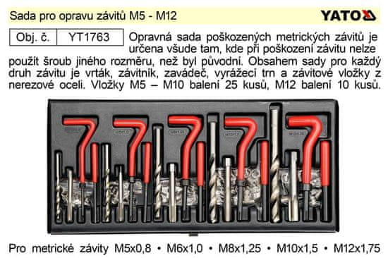 YATO  Sada pro opravu závitů M5 - M12 YT-1763