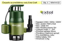 Extol Craft Čerpadlo elektrické kalové 400 W 7500 l / hod Extol 414122