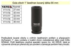 YATO Gola ořech šestihran 1" kovaný prodloužený 36mm