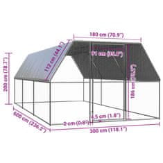 Vidaxl Venkovní klec pro kuřata 3x6x2 m pozinkovaná ocel