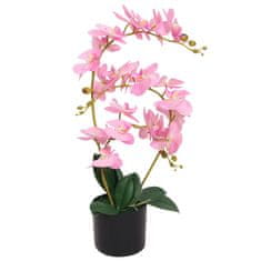 Vidaxl Umělá rostlina orchidej s květináčem 65 cm růžová