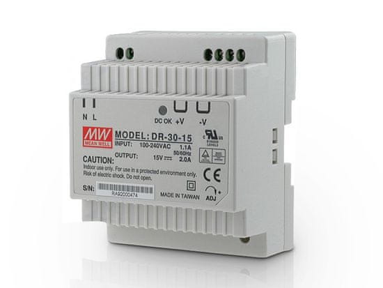 COMMAX DR-30-15 - zdroj na DIN, 15Vdc, 2A, 30W