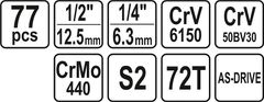 YATO  Gola sada 1/2", 1/4" 77 ks YT-38781