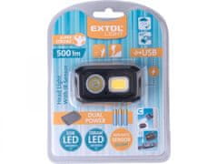 Extol Light  čelovka 500lm, Dual Power - Li-ion nebo AAA, USB nabíjení, s IR čidlem