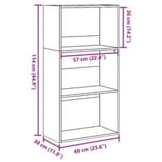 Vidaxl Knihovna betonově šedá 60 x 30 x 114 cm kompozitní dřevo