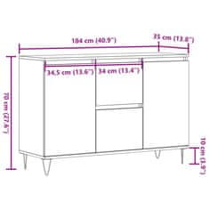 Vidaxl Příborník old wood 104 x 35 x 70 cm kompozitní dřevo