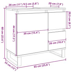 Vidaxl Koupelnová skříňka pod umyvadlo dub artisan 65x33x60cm kompozit