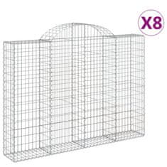 Vidaxl Klenuté gabionové koše 8 ks 200x30x140/160cm pozinkované železo