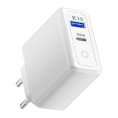 Ven Type-C + USB Rychlonabíjecí Cestovní Adaptér - Bílá KP34855