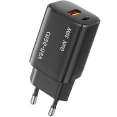 Ven 30W USB Type-C Rychlonabíjecí Síťová Nabíječka - Černá KP34862