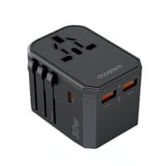 shumee Univerzální USB-C cestovní nabíječka 2x USB-A PD 30W US EU UK AU Plugs Black