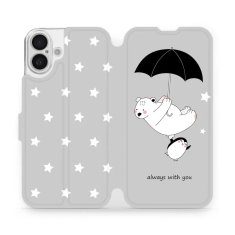 Mobiwear Knížkové flip pouzdro - Apple iPhone 16 Plus - MH08P Méďa a tučňák - always with you