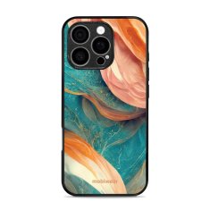 Mobiwear Lesklý kryt Glossy - Apple iPhone 16 Pro - G025G - Azurový a oranžový mramor